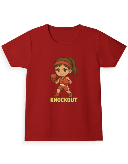 Knockout: Chibi Girl Boxing T-Shirt – Fierce & Cute Anime Tee for Girls (Exclusive)