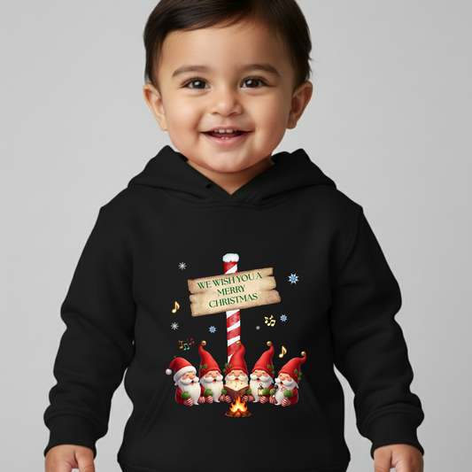 Gnomes Design “We Wish You a Merry Christmas- Unisex Kids Hoodie