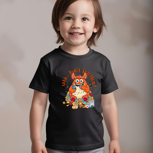 Shhh... Don’t Tell Mom" – Cute Monster Cookie T-Shirt for Kids