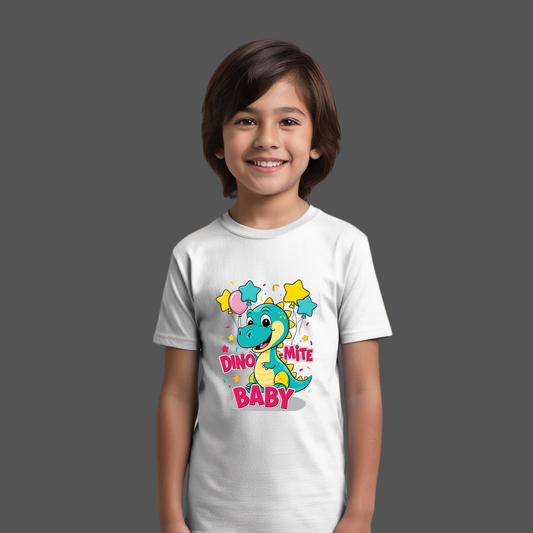 Baby Dinosaur - 'Dino-Mite Baby' Design | Soft Cotton Toddler T-Shirt"