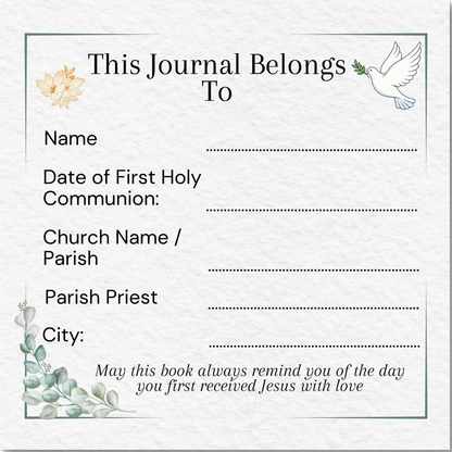 First Holy Communion Journal – Softcover Keepsake (8 x 8”, 30 Pages)