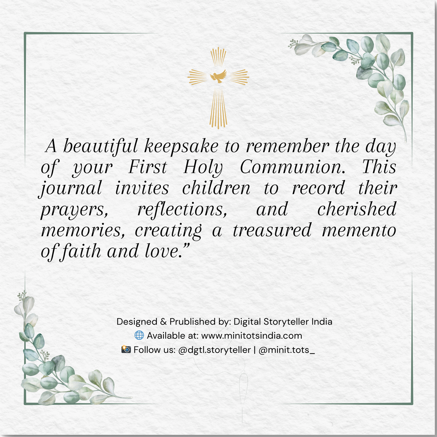 First Holy Communion Journal – Softcover Keepsake (8 x 8”, 30 Pages)