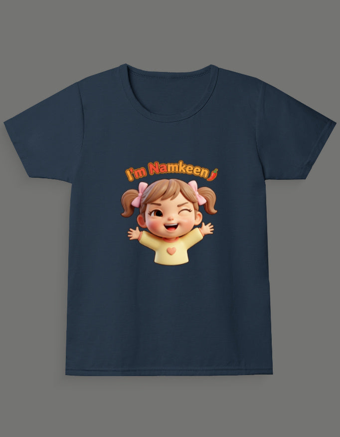 Twin Girl Tees - I'm Meethi , I'm Namkeen _ Navy Blue