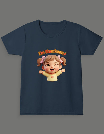 Twin Girl Tees - I'm Meethi , I'm Namkeen _ Navy Blue