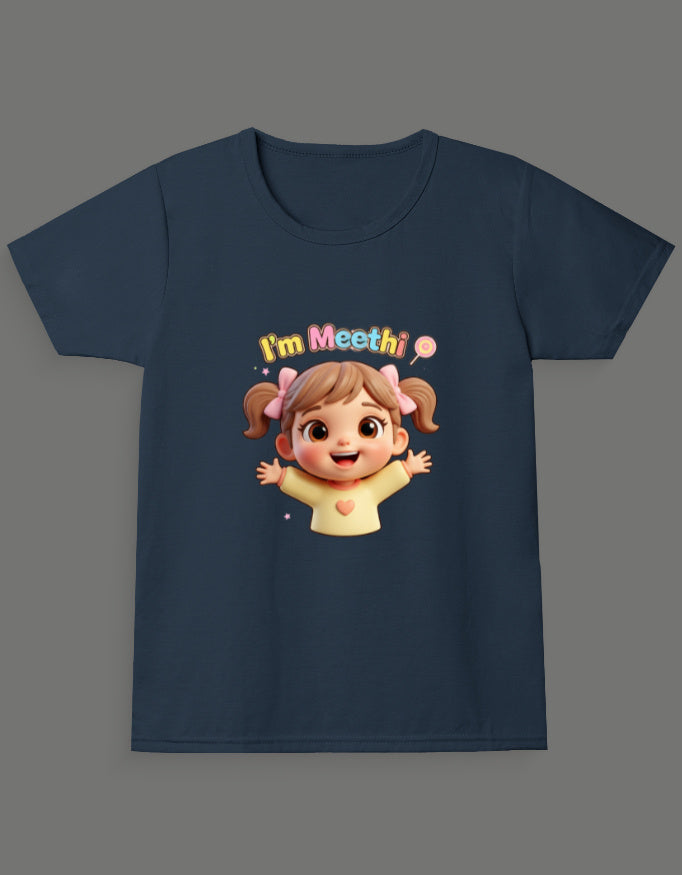 Twin Girl Tees - I'm Meethi , I'm Namkeen _ Navy Blue