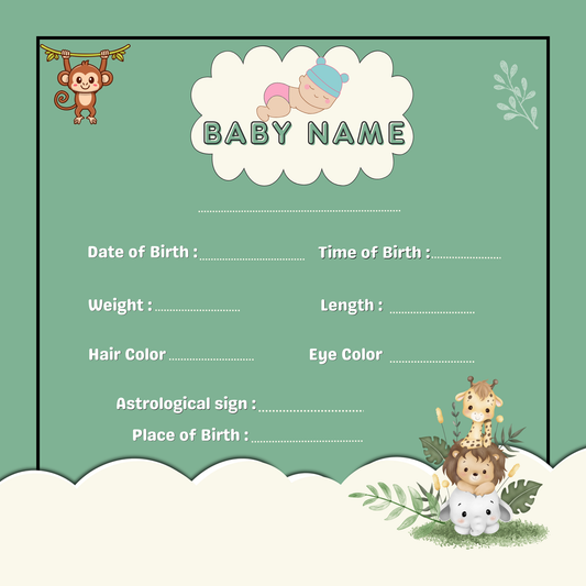 Jungle Theme Baby Memory Book – From Pregnancy to 1st Birthday (Unisex)