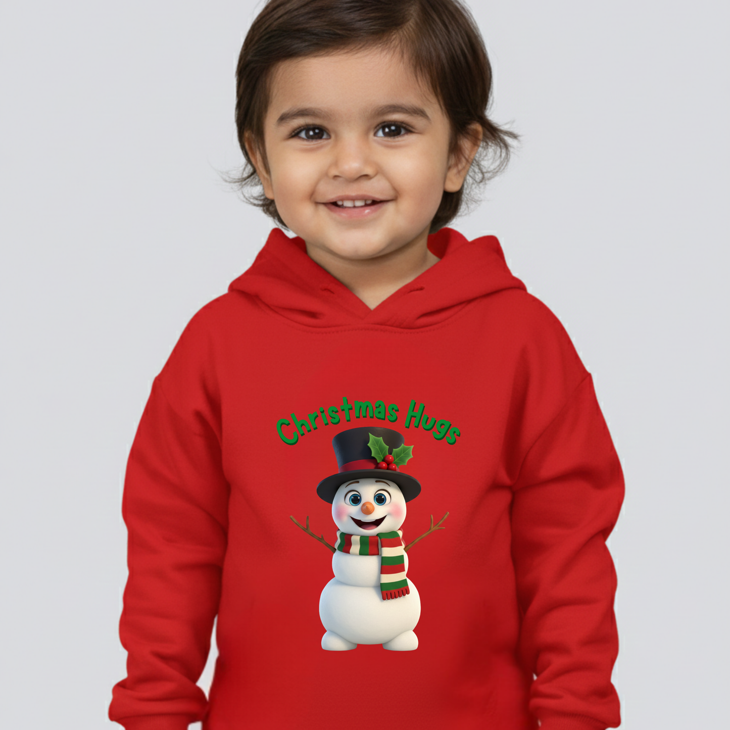 Snowman “Christmas Hugs” Design - Unisex Kids Hoodie