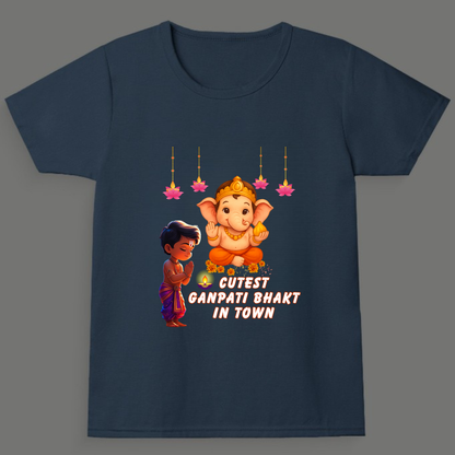 Cutest Ganpati Bhakt in Town | Boys Crew Neck T-Shirt