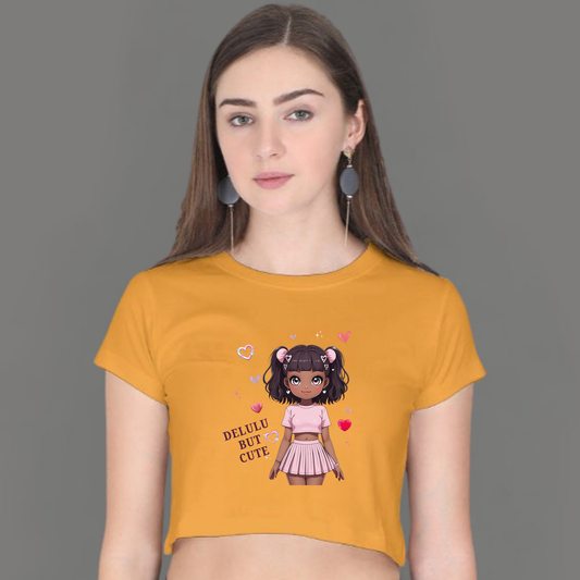 💭 Delulu but Cute – Crop Top for Your Main Character Era