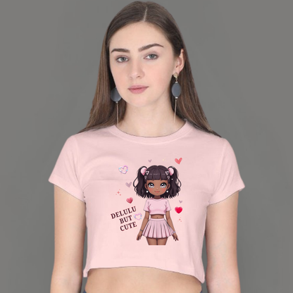 💭 Delulu but Cute – Crop Top for Your Main Character Era