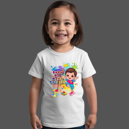 🎨 Holi Special Girls T-shirt – "Bura no Mano " 🌈 | Festive Outfit for Kids