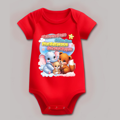👶 Adorable Baby Romper – Soft Cotton | Cute Printed Design | Perfect Welcome Home Outfit (Unisex)