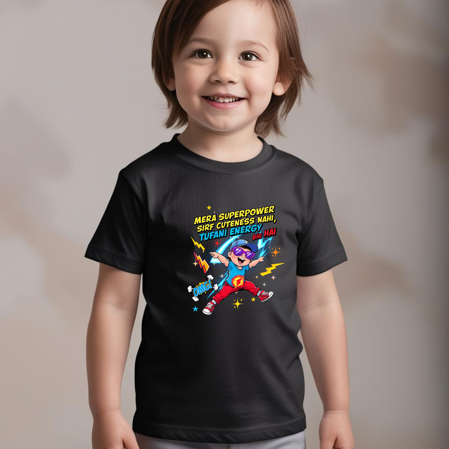 Mera Superpower Sirf Cuteness Nahi, Tufani Energy Bhi Hai Toddler T-Shirt