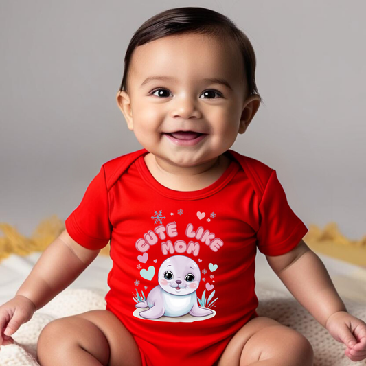 Cute Like Mom Romper – Soft & Adorable Baby Outfit with Baby Seal Print(Unisex)