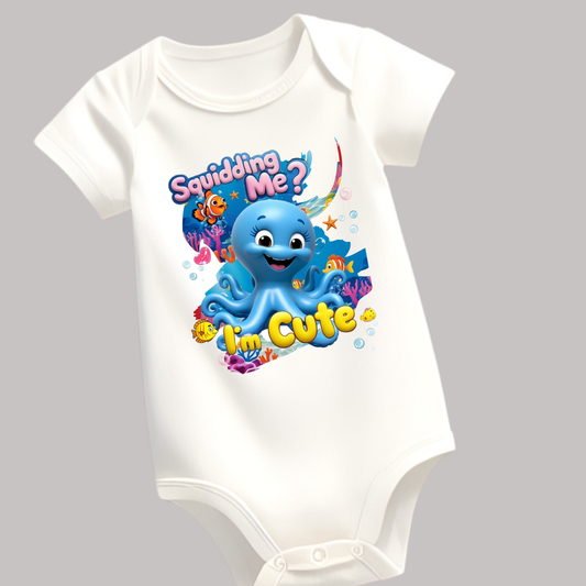 Ollie the Octopus – Squidding Me? I’m Cute! Baby Romper | 100% Cotton | Exclusive Design