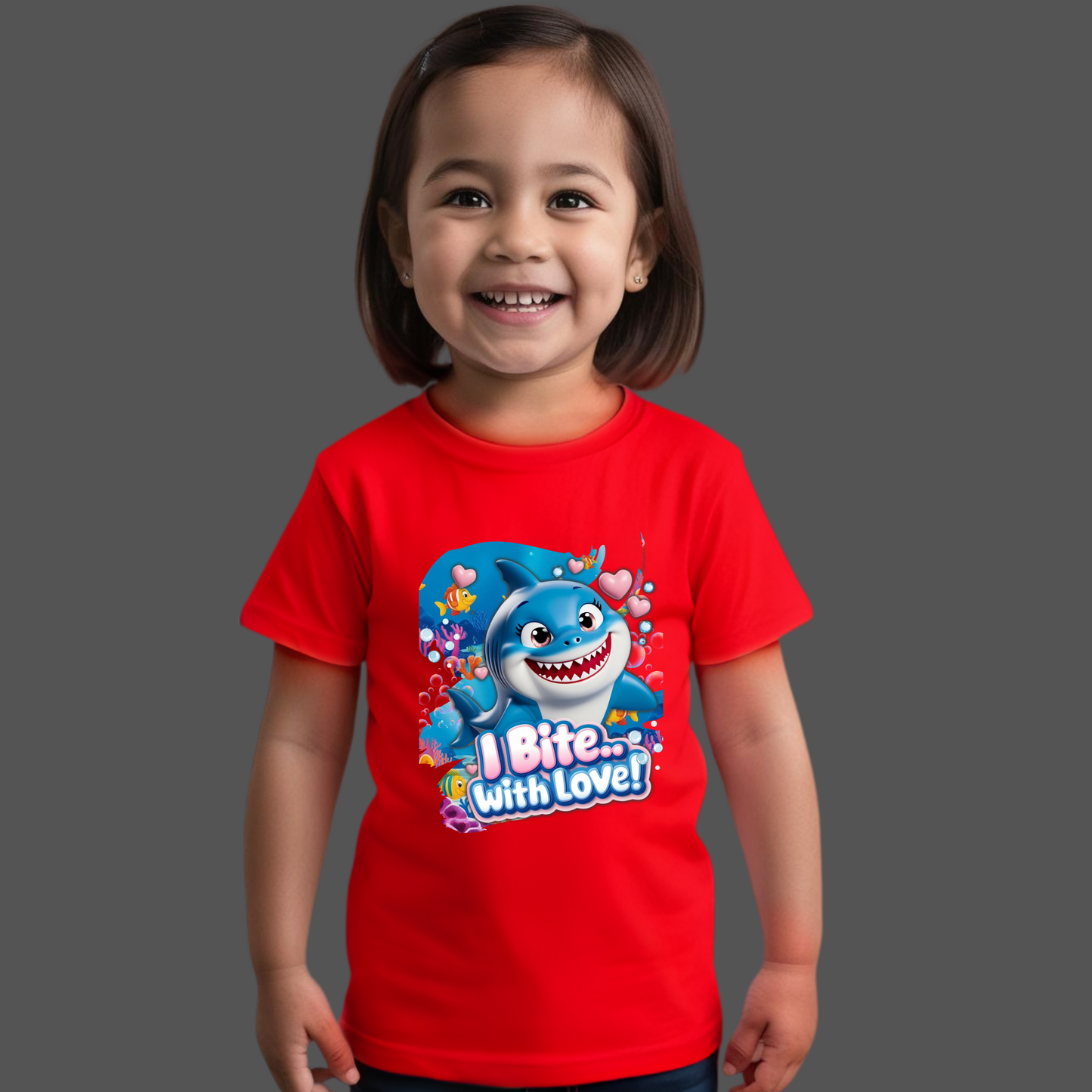 Snappy Shark Kids T-Shirt -  I Bite with Love