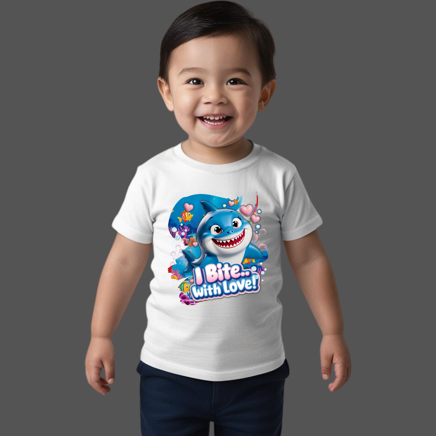 Snappy Shark Kids T-Shirt -  I Bite with Love