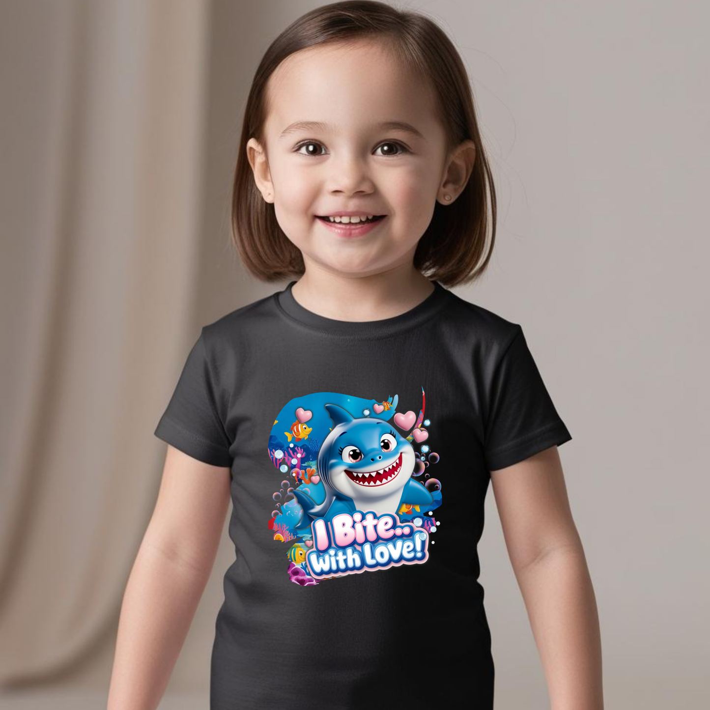 Snappy Shark Kids T-Shirt -  I Bite with Love