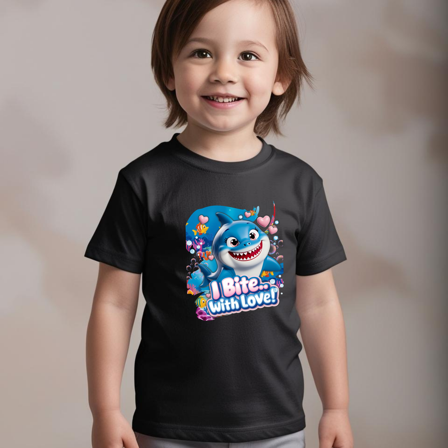 Snappy Shark Kids T-Shirt -  I Bite with Love