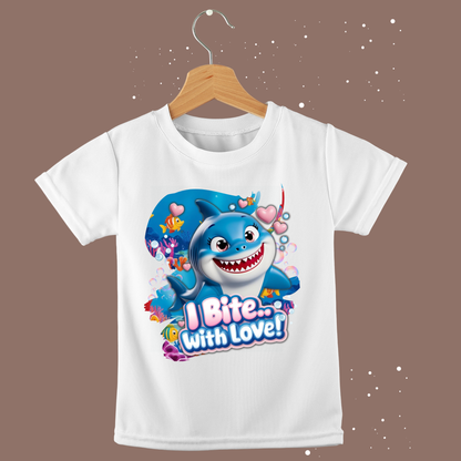 Snappy Shark Kids T-Shirt -  I Bite with Love