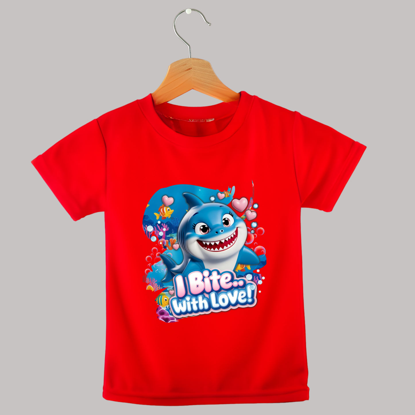 Snappy Shark Kids T-Shirt -  I Bite with Love