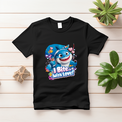 Snappy Shark Kids T-Shirt -  I Bite with Love