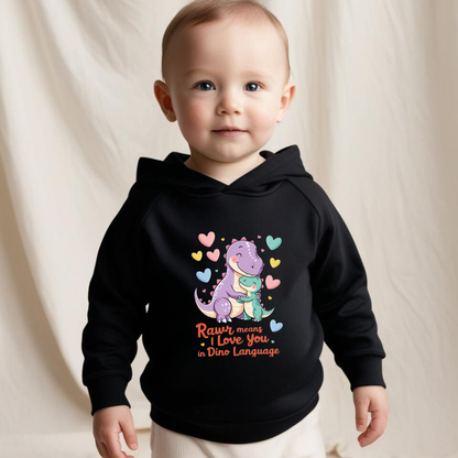 Baby Dinosaur Sweatshirt Hoodie - 'Dino-Love' Design | Soft Cotton Hoodie |Unisex