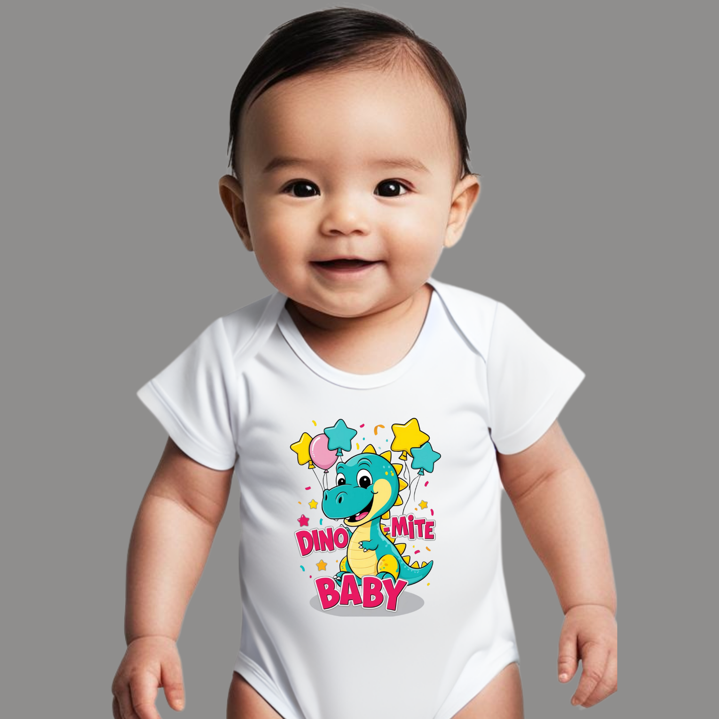 Baby Dinosaur Romper - 'Dino-Mite Baby' Design | Soft Cotton Toddler T-Shirt