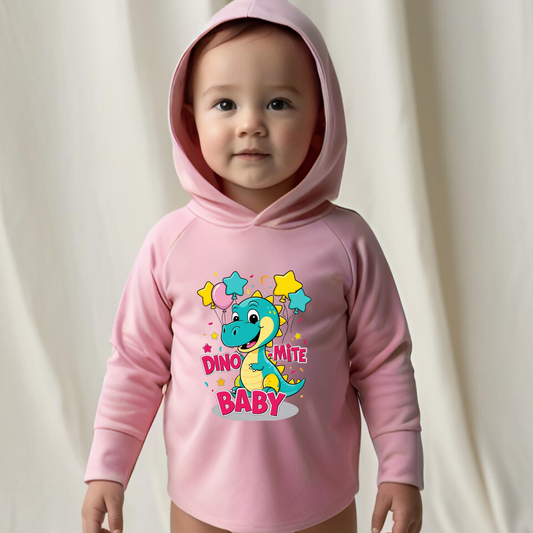 Baby Dinosaur Sweatshirt Hoodie - 'Dino-Mite Baby' Design | Soft Cotton Hoodie