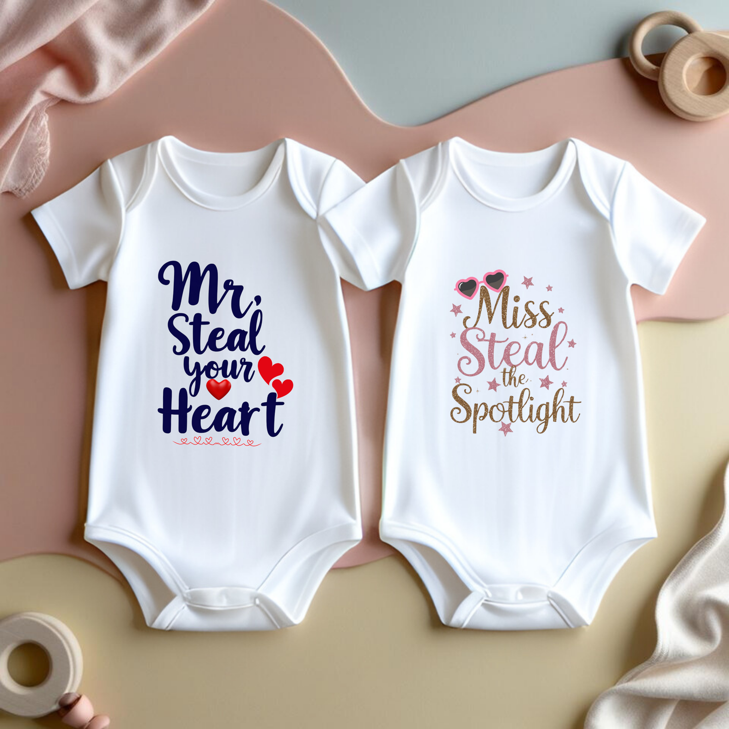 Mr. Steal Your Heart" | Miss Steal the Spotlight - Baby Romper